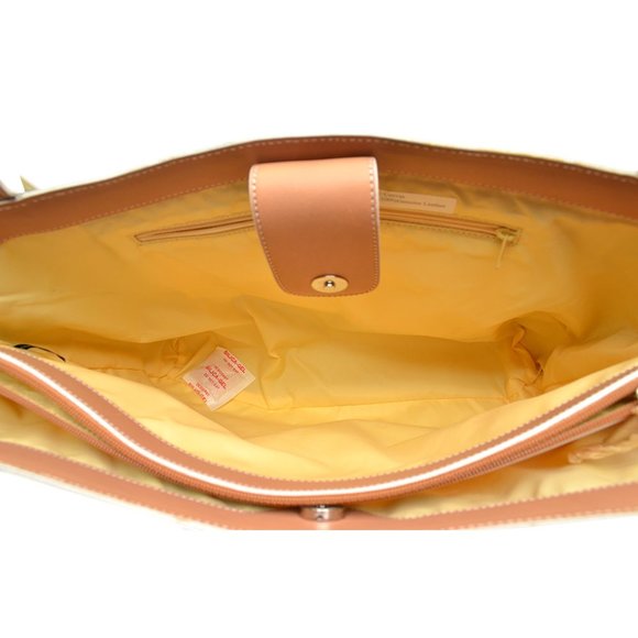 Maxx New York Large Geometry Pattern Canvas Leather Trim Tote Bag - Picture 3 of 6